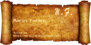 Marin Ferenc névjegykártya